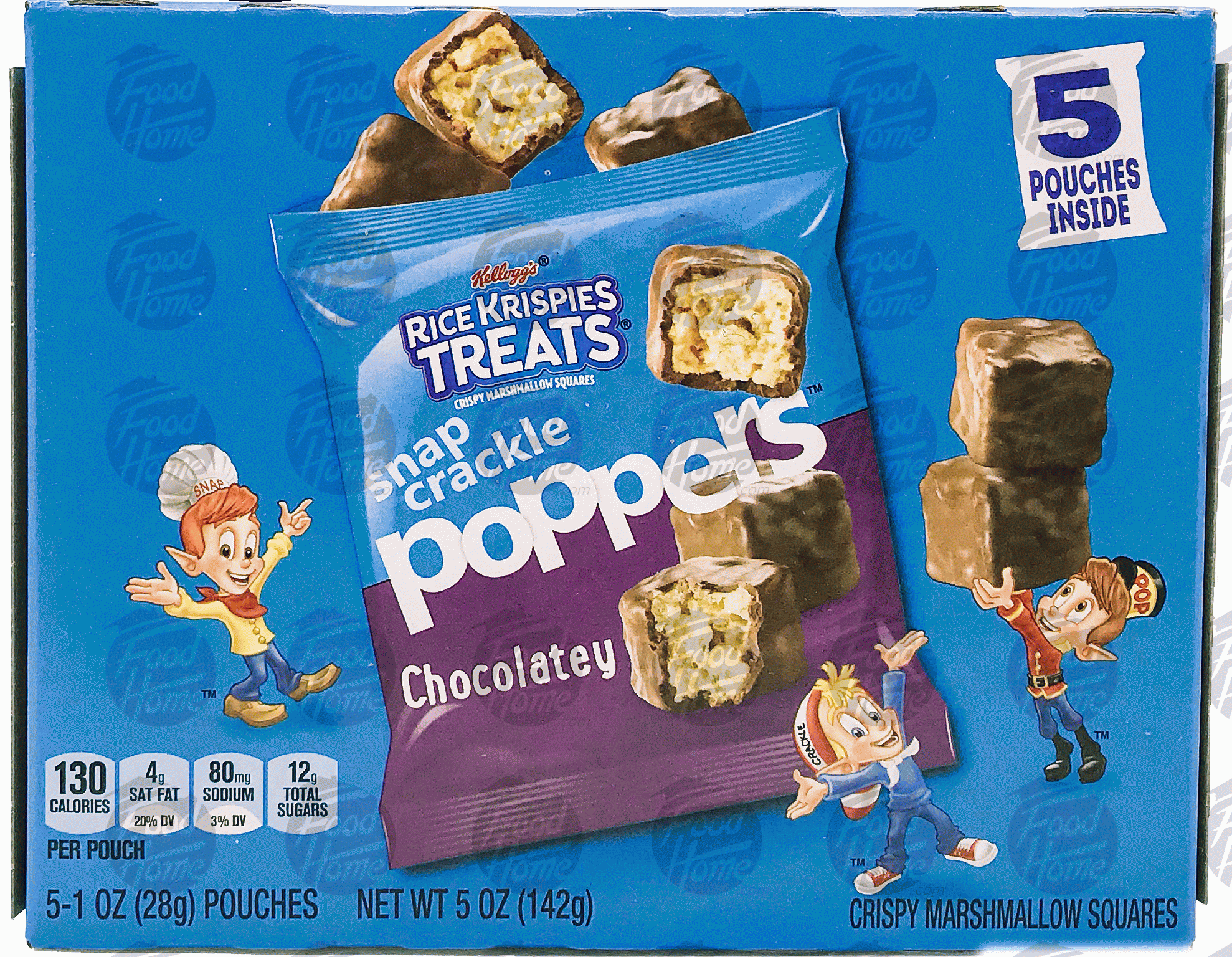 Rice Krispies Poppers choclatey cripsy marshmellow squares, 5 - 1 ounce packets, box Full-Size Picture